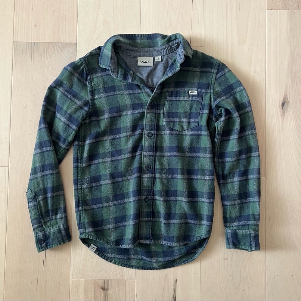 Vans Green & Blue Kids Plaid Shirt